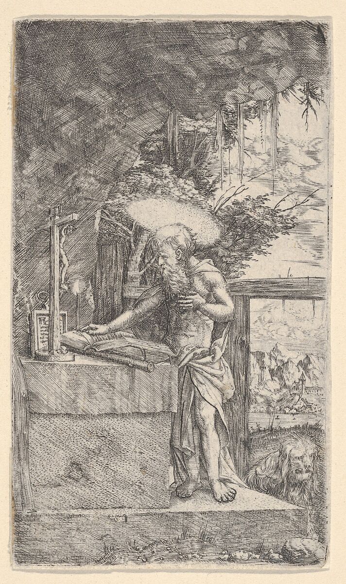 Saint Jerome Reading, Albrecht Altdorfer (German, Regensburg ca. 1480–1538 Regensburg), Engraving 