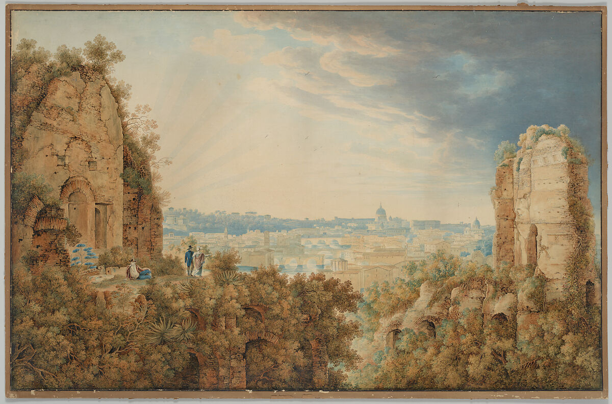 A View of Rome from the Palatine, Carl Ludwig Frommel (German, Birkenfeld 1789–1863 Ispringen), Watercolor, graphite, gum arabic 