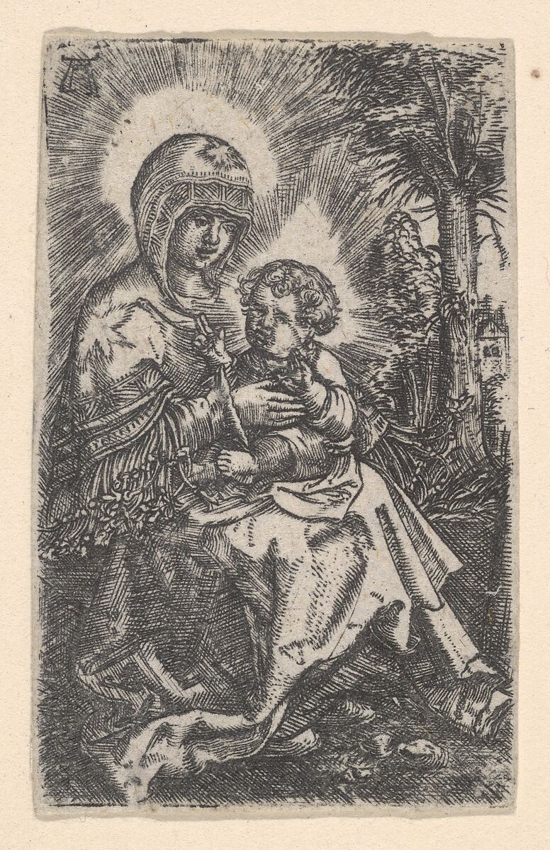 "The Beautiful Virgin of Regensburg" Seated in a Landscape, Albrecht Altdorfer (German, Regensburg ca. 1480–1538 Regensburg), Engraving; second state of two [?] 