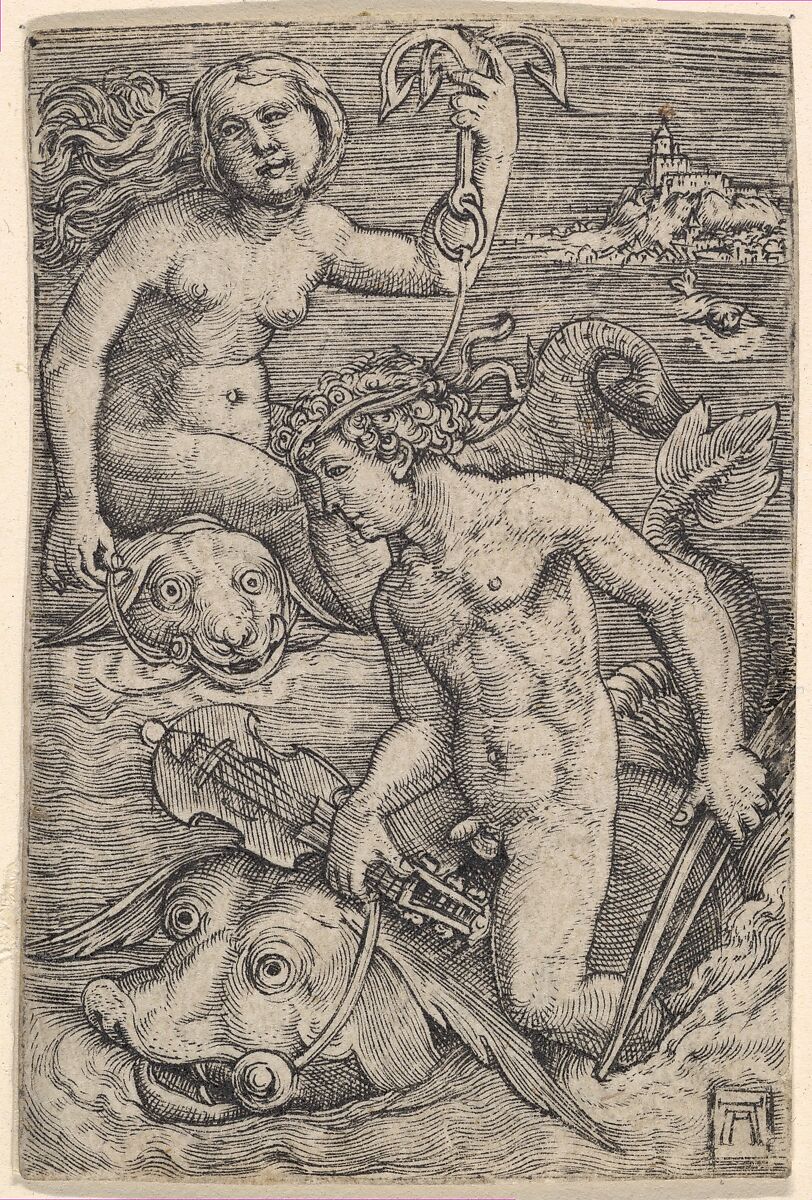 Arion and a Nereid, Albrecht Altdorfer (German, Regensburg ca. 1480–1538 Regensburg), Engraving 