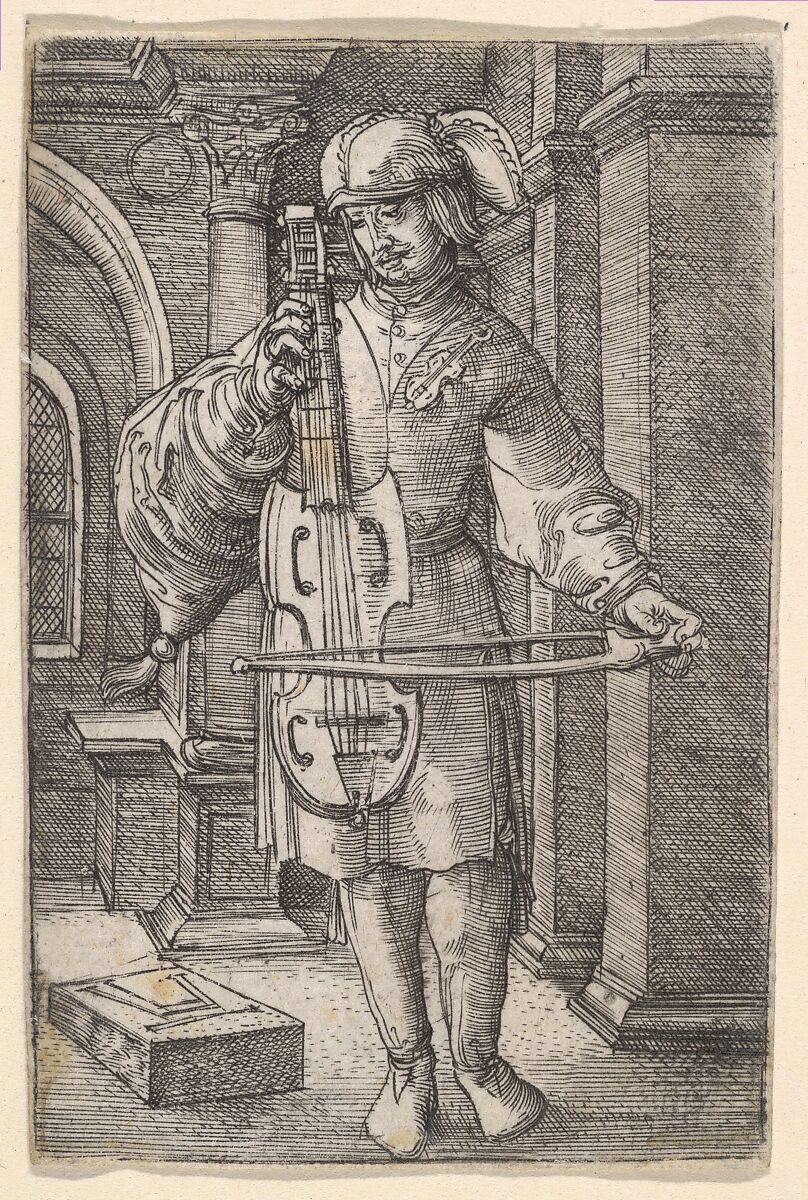 Violin-Player, Albrecht Altdorfer (German, Regensburg ca. 1480–1538 Regensburg), Engraving 