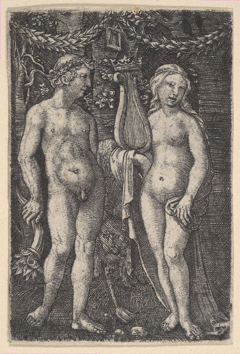 Hercules and a Muse, Albrecht Altdorfer (German, Regensburg ca. 1480–1538 Regensburg), Engraving; second state of two (New Hollstein) 