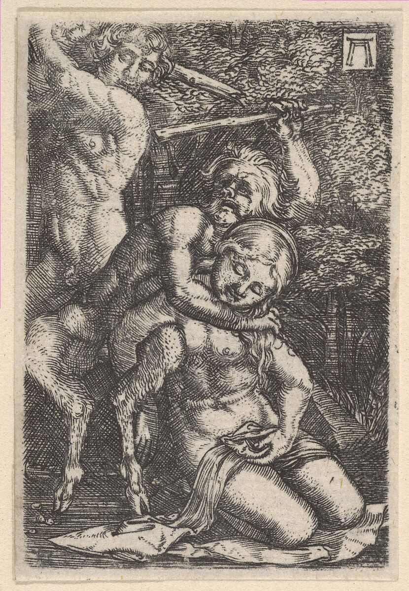 Two Satyrs Fighting Over a Nymph, Albrecht Altdorfer (German, Regensburg ca. 1480–1538 Regensburg), Engraving 