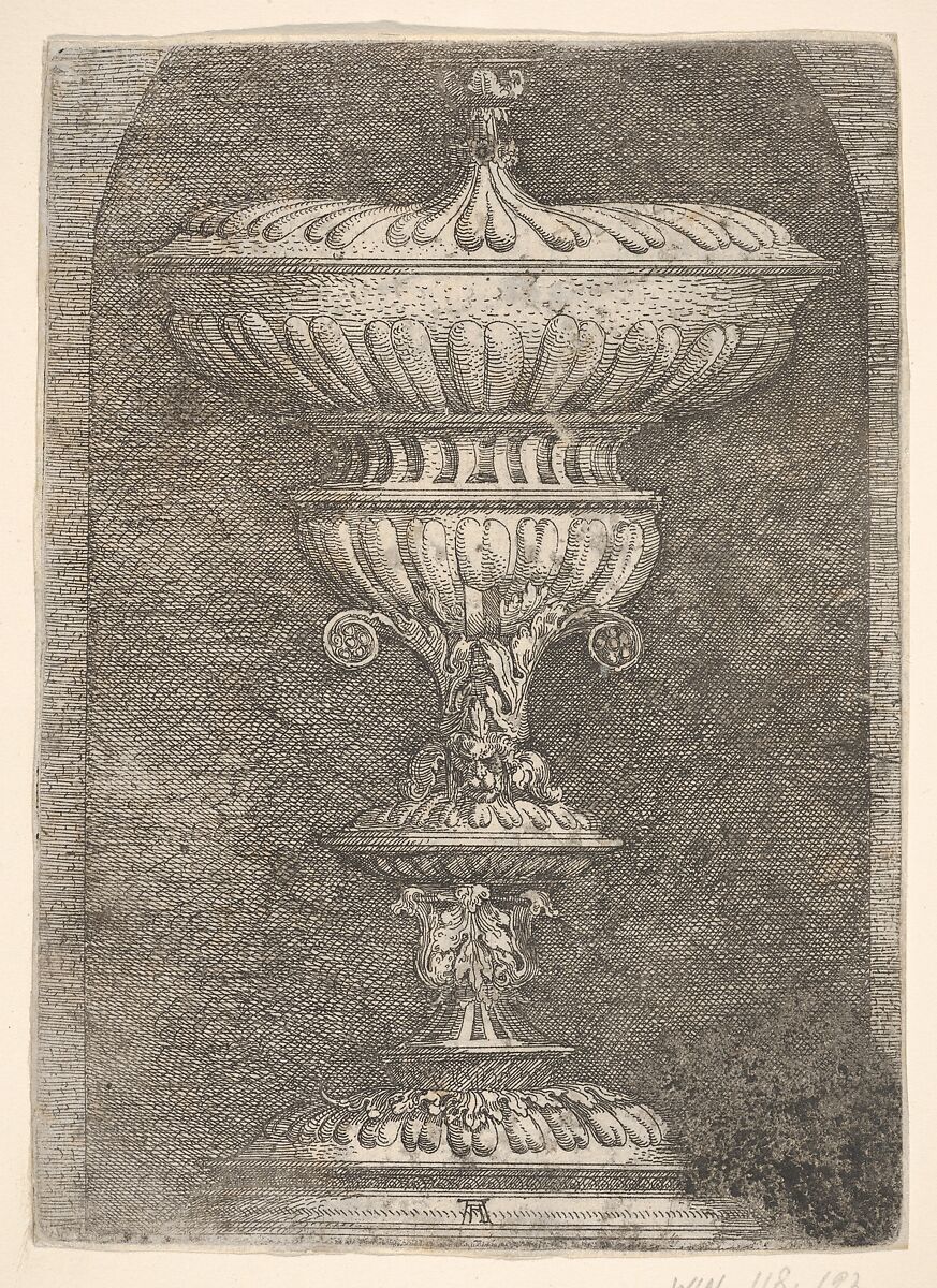 Covered Goblet in a Niche, Albrecht Altdorfer (German, Regensburg ca. 1480–1538 Regensburg), Etching 