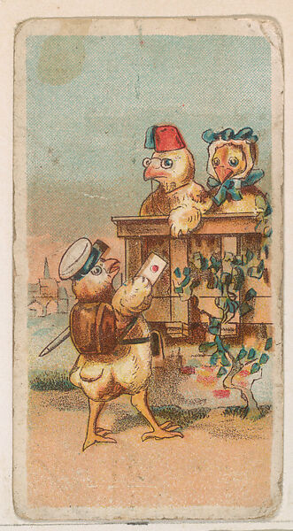 Easter chick delivers mail to other chicks, from the Easter Subjects series (E45) issued by the American Caramel Company to promote Easter Caramels, Issued by the American Caramel Company, Philadelphia, Commercial color lithograph 