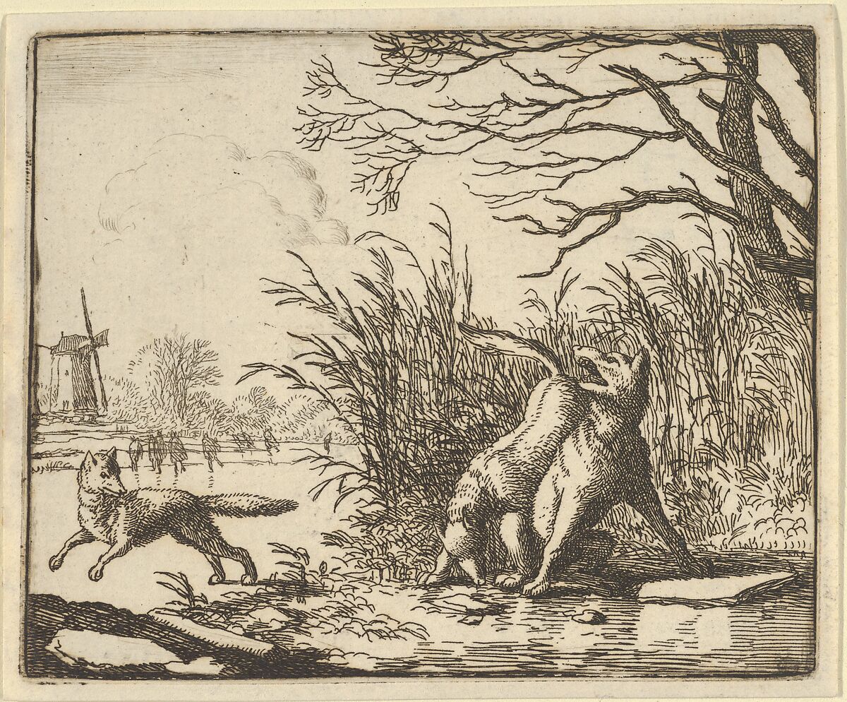 The Wolf Accuses Renard Once Again from Hendrick van Alcmar's Renard The Fox, Allart van Everdingen (Dutch, Alkmaar 1621–1675 Amsterdam), Engraving; third state of four 
