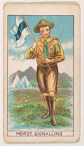 Morse Signalling, from the Boy Scouts series (E42) for the Fisher Candy Co.