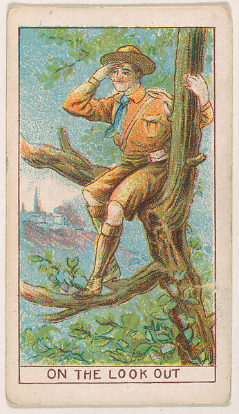 On the Look Out, from the Boy Scouts series (E42) for the Fisher Candy Co., Issued by Fisher Candy Co., Philadelphia, Commercial color lithograph 