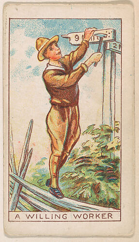 A Willing Worker, from the Boy Scouts series (E42) for the Fisher Candy Co.