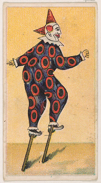 Clown walking on stilts, from the Circus Caramels series (E43) issued by the American Caramel Company to promote Circus Caramels, Issued by the American Caramel Company, Philadelphia, Commercial color lithograph 