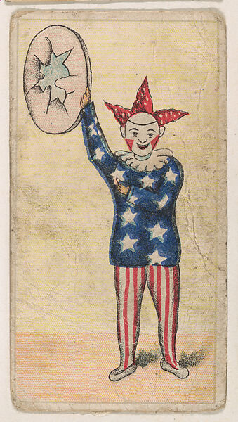 Clown holding broken paper hoop, from the Circus Caramels series (E43) issued by the American Caramel Company to promote Circus Caramels, Issued by the American Caramel Company, Philadelphia, Commercial color lithograph 