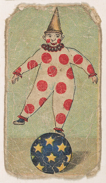 Clown balancing on ball, from the Circus Caramels series (E43) issued by the American Caramel Company to promote Circus Caramels, Issued by the American Caramel Company, Philadelphia, Commercial color lithograph 