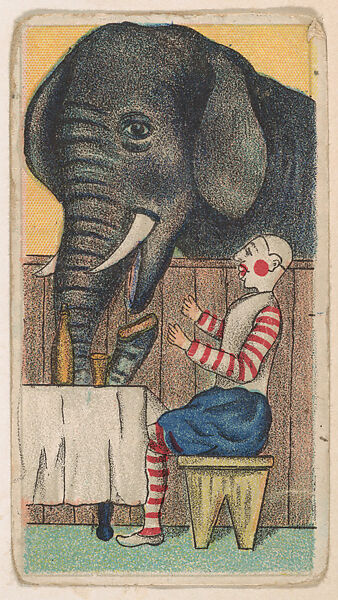 Elephant interrupts clown's dinner, from the Circus Caramels series (E43) issued by the American Caramel Company to promote Circus Caramels, Issued by the American Caramel Company, Philadelphia, Commercial color lithograph 