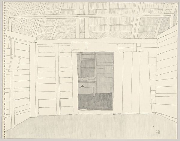 Interior Hut Near Mariel Cuba 1959, Emilio Sanchez (American (born Cuba), Camagüey 1921–1999), Graphite 