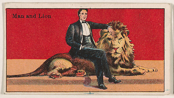 Man and Lion, from The Circus series (E44) issued by Messer's Gum