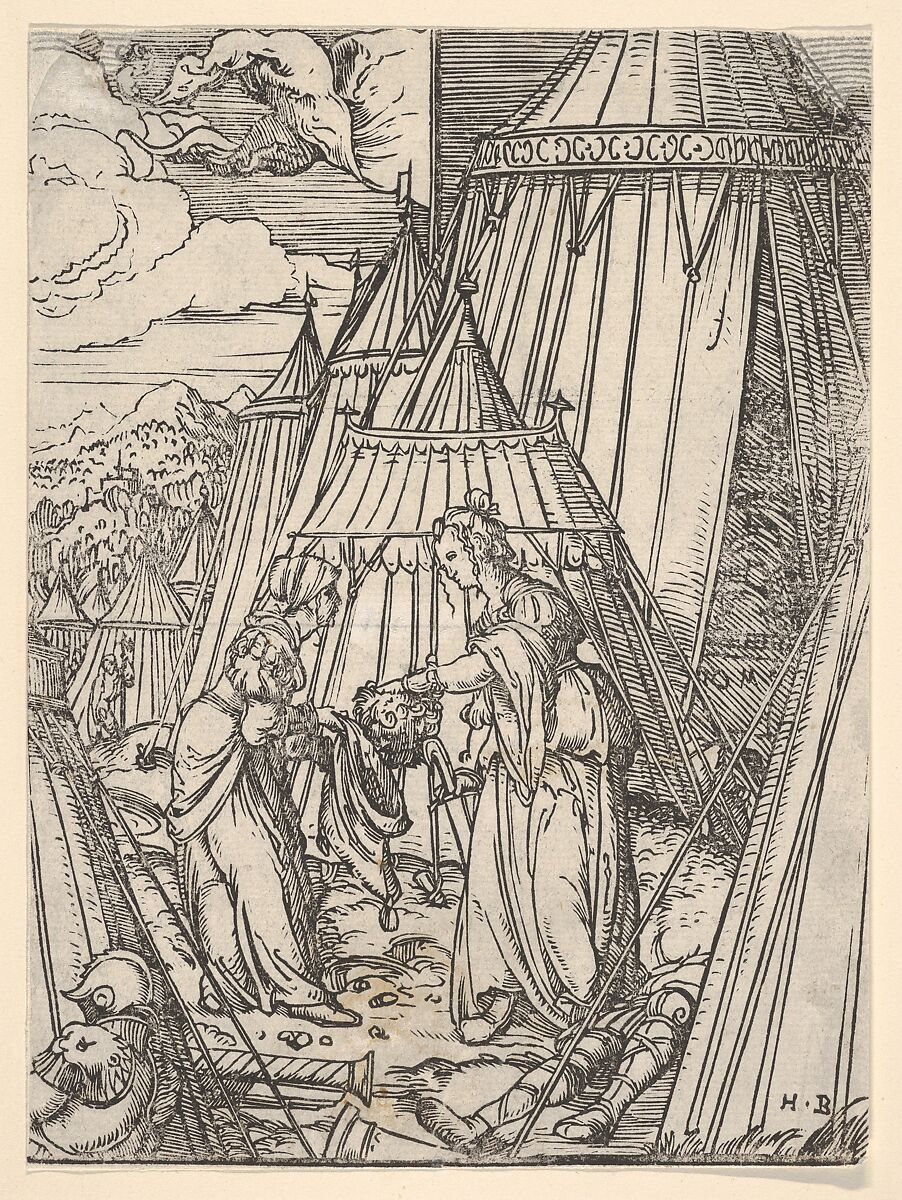 Judith and Her Maid Putting the Head of Holofernes into a Bag, Hans Burgkmair (German, Augsburg 1473–1531 Augsburg), Woodcut 