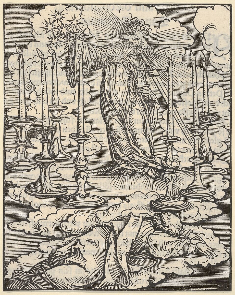 John Perceiving the Seven Candlesticks, from "The Apocalypse", Hans Burgkmair (German, Augsburg 1473–1531 Augsburg), Woodcut 