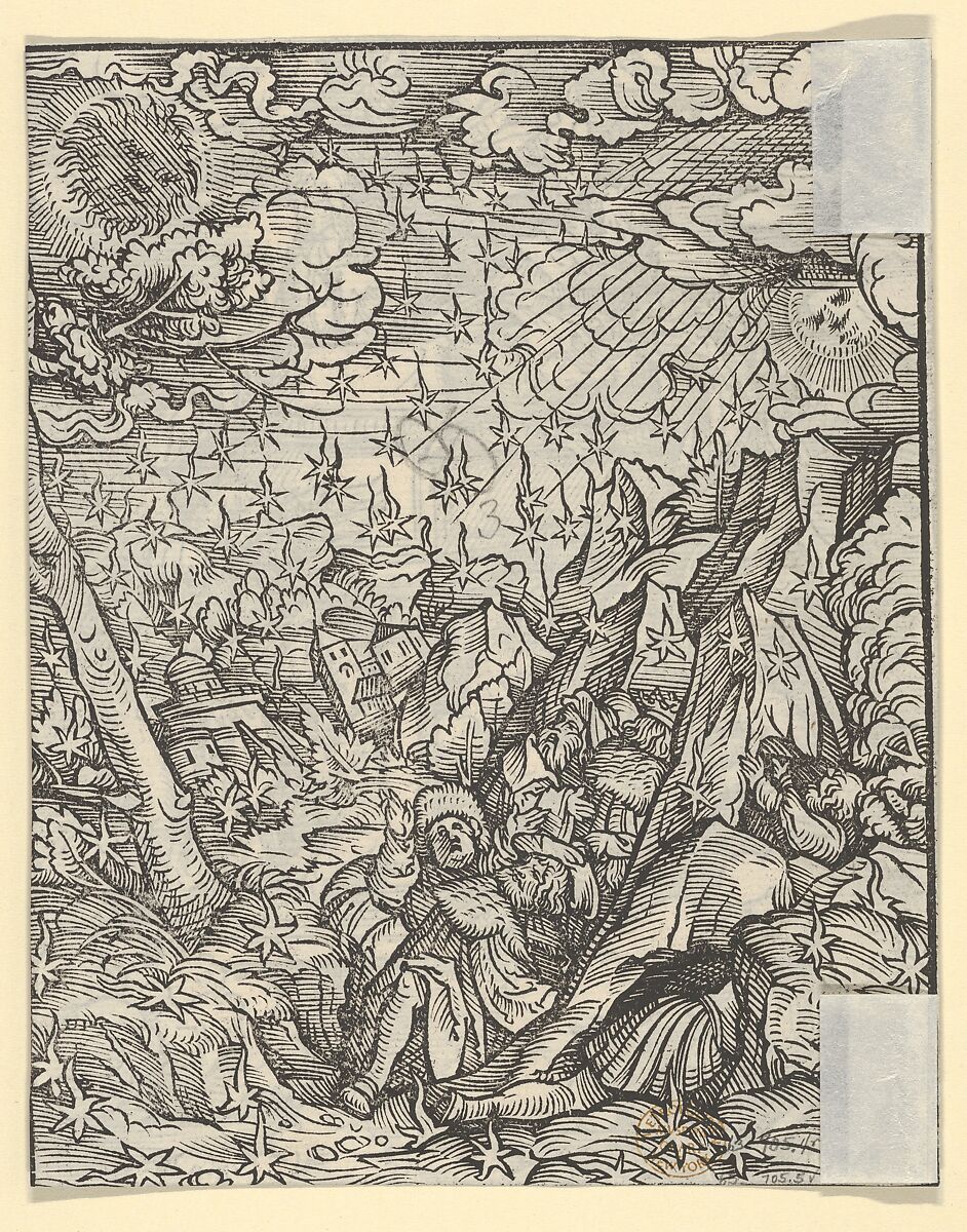 Verso of Sheet with The Fire-Rain, from "The Apocalypse", Hans Burgkmair (German, Augsburg 1473–1531 Augsburg), Woodcut 