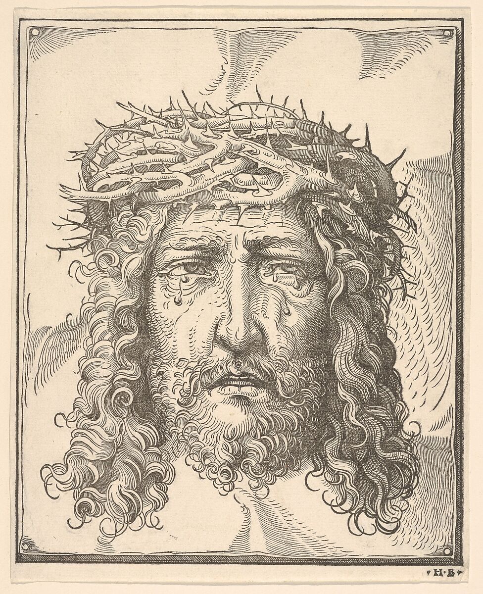 The Head of Christ Crowned with Thorns, Hans Burgkmair (German, Augsburg 1473–1531 Augsburg), Woodcut; first state of two (Hollstein) 