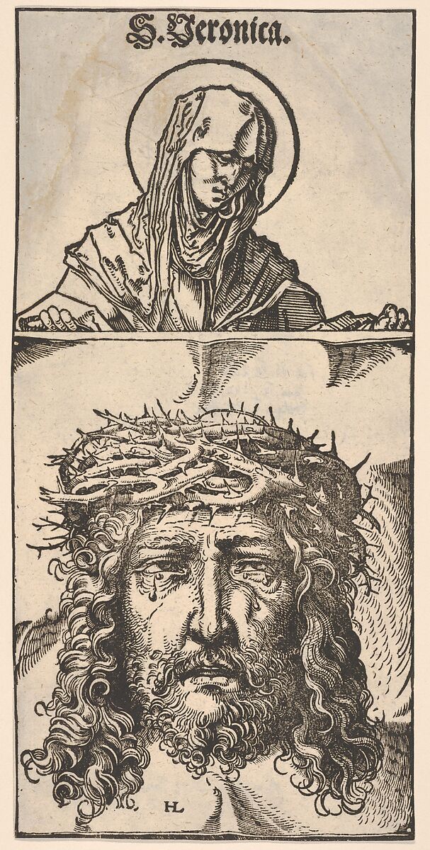 Saint Veronica with the Vernicle, vernicle after Hans Burgkmair (German, Augsburg 1473–1531 Augsburg), Woodcut 