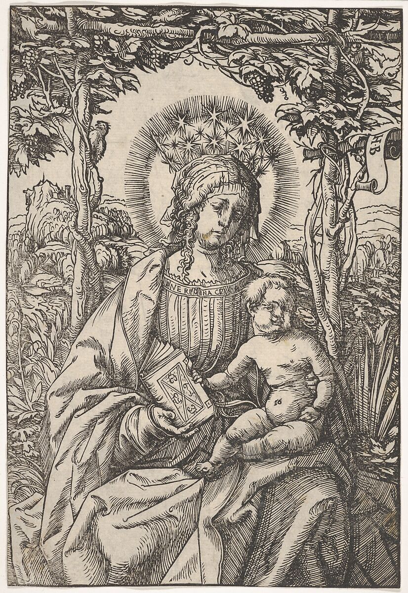 The Virgin with a Book in an Arbor, Hans Burgkmair (German, Augsburg 1473–1531 Augsburg), Woodcut 