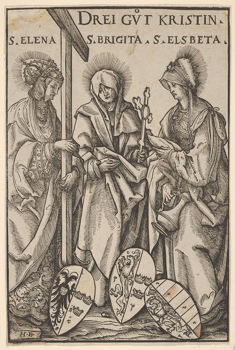 The Three Christian Heroines (Drei Gut Kristin), from Heroes and Heroines, Hans Burgkmair (German, Augsburg 1473–1531 Augsburg), Woodcut; first state of three (Hollstein) 
