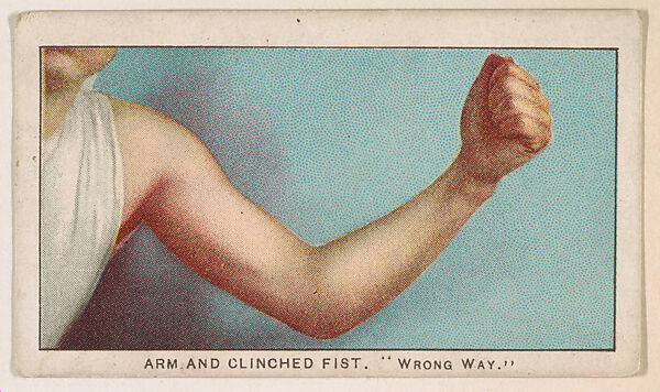 Arm and Clinched Fist, "Wrong Way," from the 27 Scrappers series (E79) for the Philadelphia Caramel Company, Issued by Philadelphia Caramel Co., Camden, New Jersey, Commercial color lithograph 