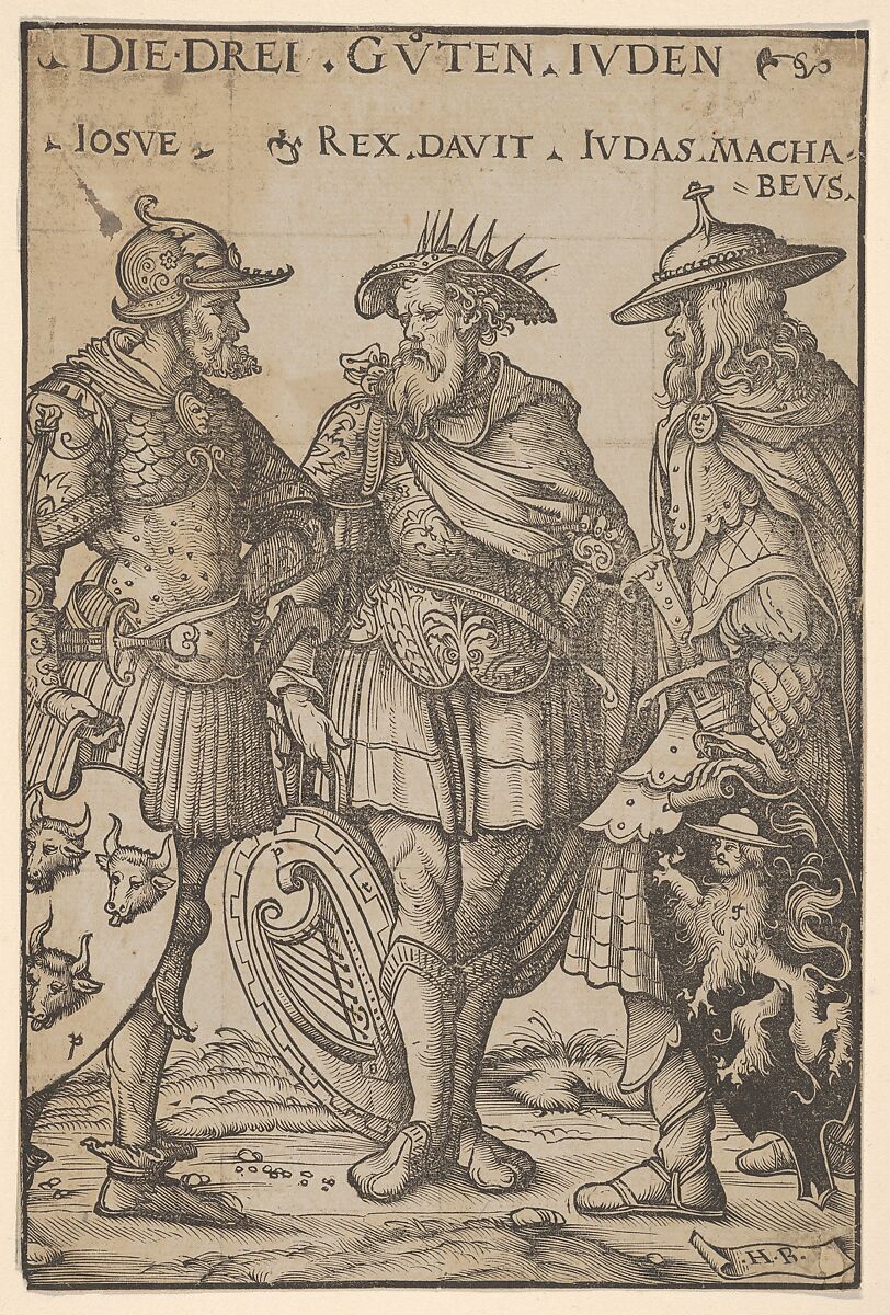 The Three Jewish Heroes (Die Drei Guten Juden), from Heroes and Heroines, Hans Burgkmair (German, Augsburg 1473–1531 Augsburg), Woodcut; first state of three (Hollstein) 