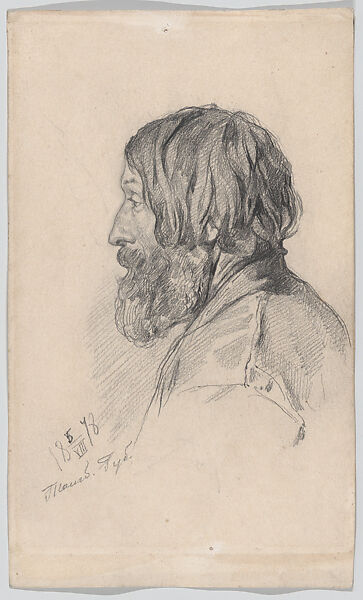 Head study of a Peasant from Tambov Governorate, Illia Repin (Ilia Efimovich Repin) (Ukrainian, born Russian Empire, Chuhuiv (Chuguev) 1844–1930 Repino, St. Petersburg (Kuokkala)), Graphite 