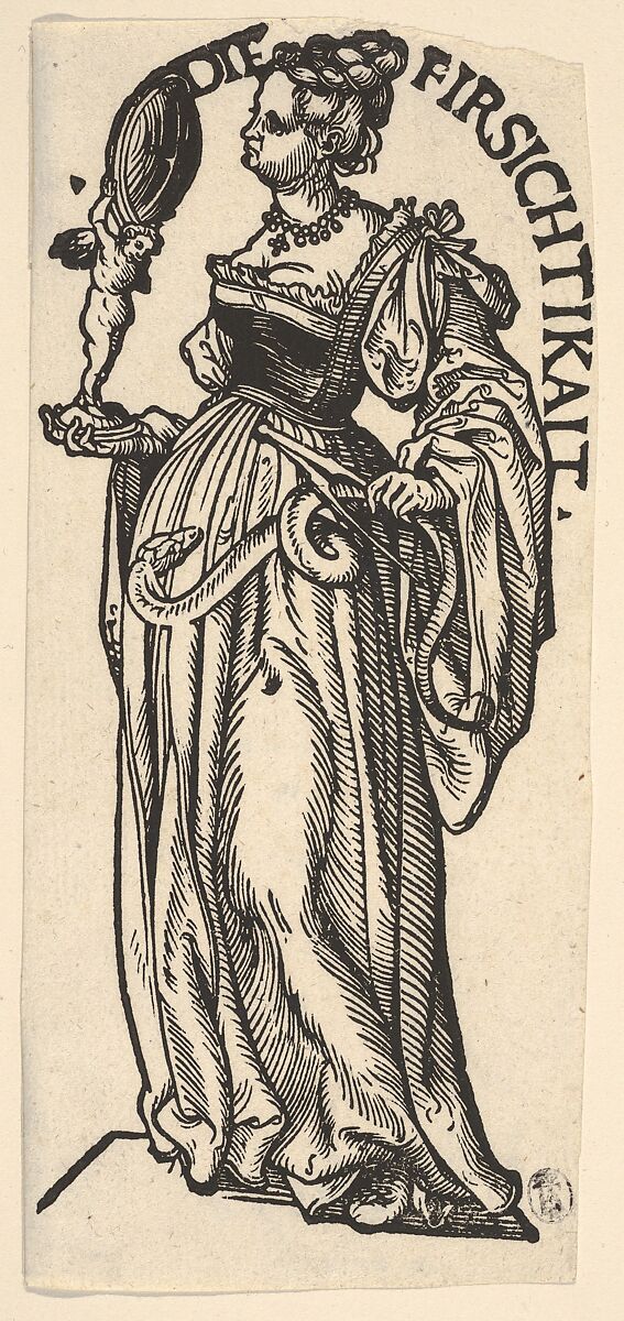 Prudence (Die Firsichtikait), from "The Seven Virtues", Hans Burgkmair (German, Augsburg 1473–1531 Augsburg), Woodcut; third state of three (Hollstein) 