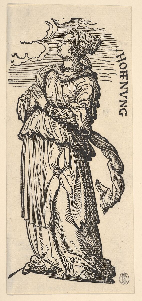 Hope (Hoffnung), from "The Seven Virtues", Hans Burgkmair (German, Augsburg 1473–1531 Augsburg), Woodcut; third state of three (Hollstein) 