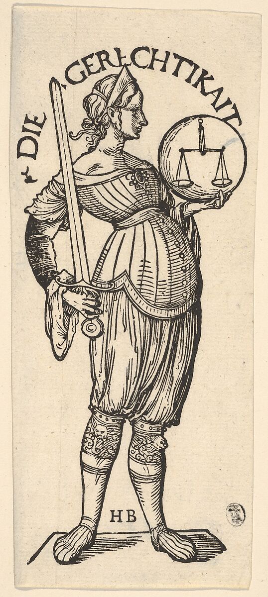 Justice (Die Gerechtikait), from "The Seven Virtues", Hans Burgkmair (German, Augsburg 1473–1531 Augsburg), Woodcut; third state of three (Hollstein) 