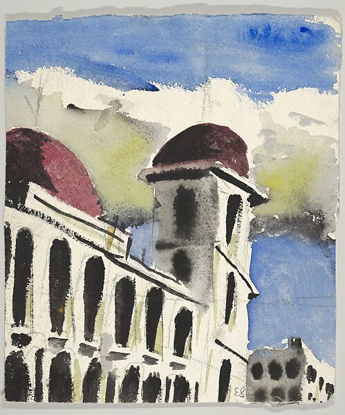 Old City Havana Cuba 1946, Emilio Sanchez (American (born Cuba), Camagüey 1921–1999), Watercolor and graphite 