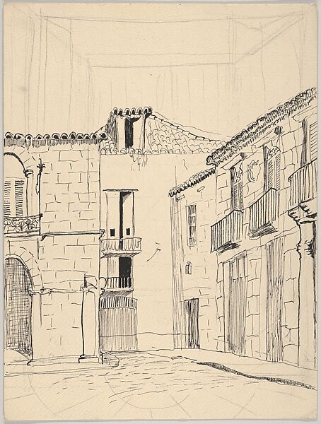 Havana Cathedral Square 1949, Emilio Sanchez (American (born Cuba), Camagüey 1921–1999), Ink and graphite 