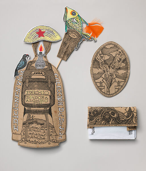 Día Mambí, Rolando Estévez Jordán (Cuban, born Matanzas, 1953), Mimeograph with hand-coloring and collage