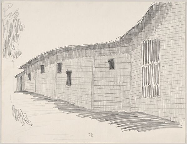 Farmer's House Near Cienfuegos Cuba 1959, Emilio Sanchez (American (born Cuba), Camagüey 1921–1999), Graphite 