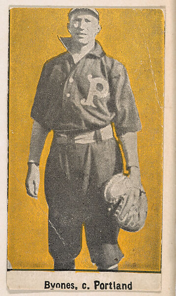 Byones, Catcher, Portland, Pacific Coast League, from the 30 Ball Players series (E99) for Bishop & Company, Issued by Bishop &amp; Company, Los Angeles, Commercial color lithograph 