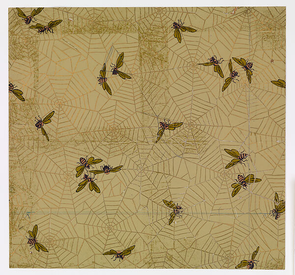 Spider Web, Candace Wheeler (American, Delhi, New York 1827–1923 New York), Pen, black ink, and gouache with graphite scoring lines and corrections 