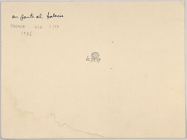 En frente al palacio Havana Old City 1946, Emilio Sanchez (American (born Cuba), Camagüey 1921–1999), Ink