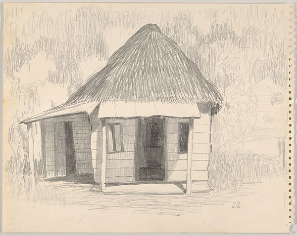 Farmer's House Near Mariel Cuba 1959, Emilio Sanchez (American (born Cuba), Camagüey 1921–1999), Graphite 