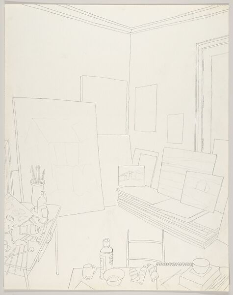 Artist's Studio Havana 1959, Emilio Sanchez (American (born Cuba), Camagüey 1921–1999), Graphite 