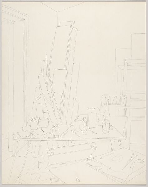 Artist's Studio Havana 1959, Emilio Sanchez (American (born Cuba), Camagüey 1921–1999), Graphite 