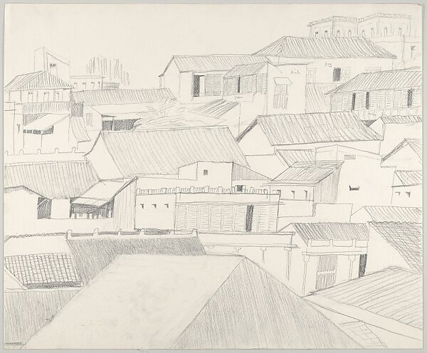 View Santiago De Cuba 1956, Emilio Sanchez (American (born Cuba), Camagüey 1921–1999), Graphite 