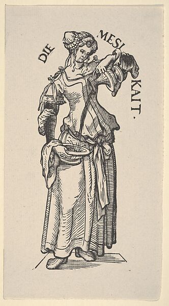 Temperance (Die Mesikait), from The Seven Virtues, in Holzschnitte alter Meister gedruckt von den Originalstöcken der Sammlung Derschau im besitz des Staatlichen Kupferstich-kabinetts zu Berlin, Hans Burgkmair (German, Augsburg 1473–1531 Augsburg), Woodcut; restrike of third state of three (Hollstein); Dershau restrike, 1922 