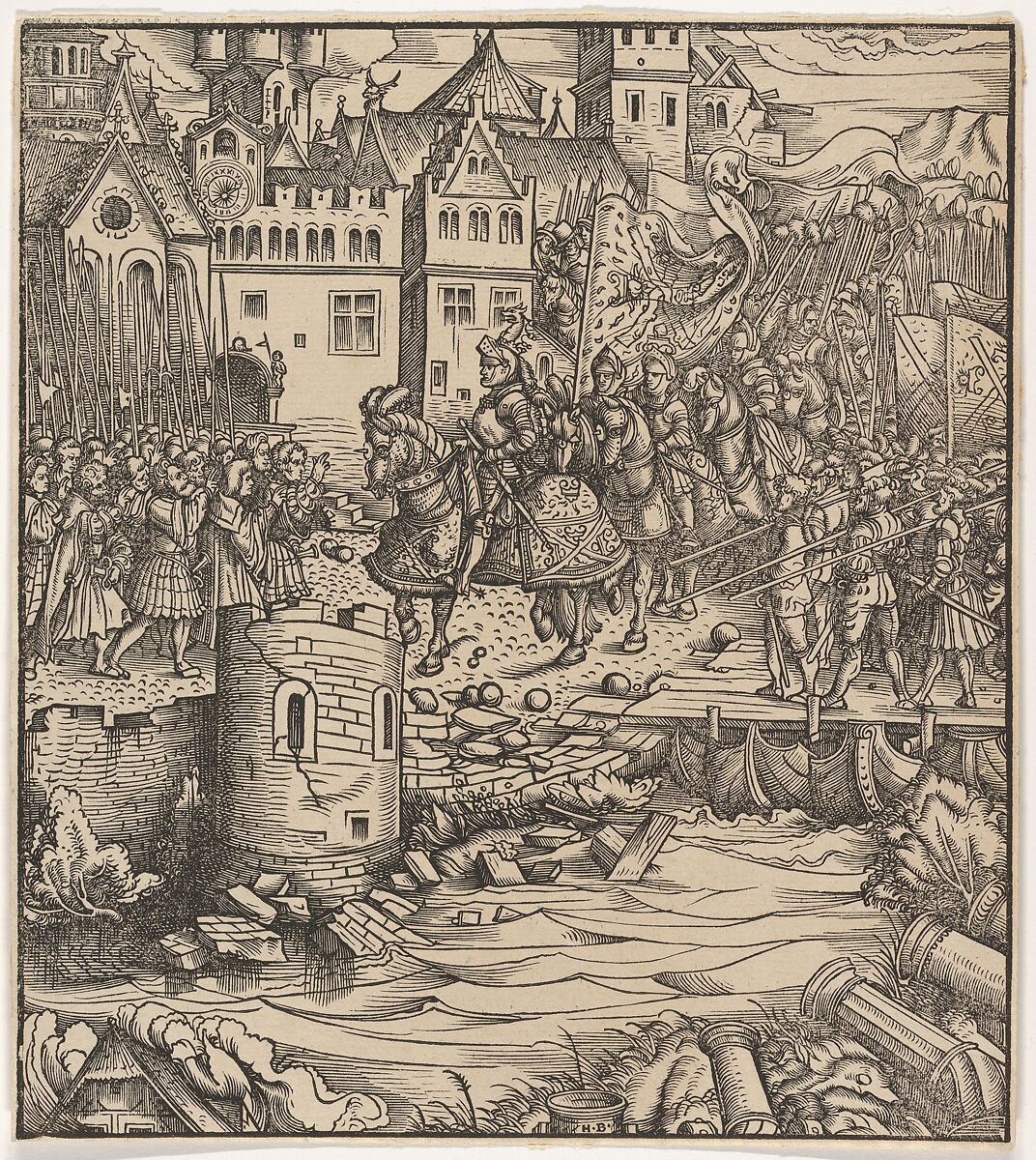 Entrance of the White King in Utrecht, from "Der Weisskunig", Hans Burgkmair (German, Augsburg 1473–1531 Augsburg), Woodcut 