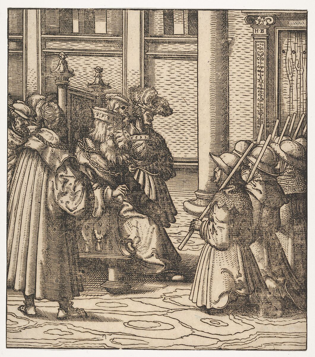 The Brown and White Party Asking Mercy from the Old White King, from Der Weisskunig, Hans Burgkmair (German, Augsburg 1473–1531 Augsburg), Woodcut 