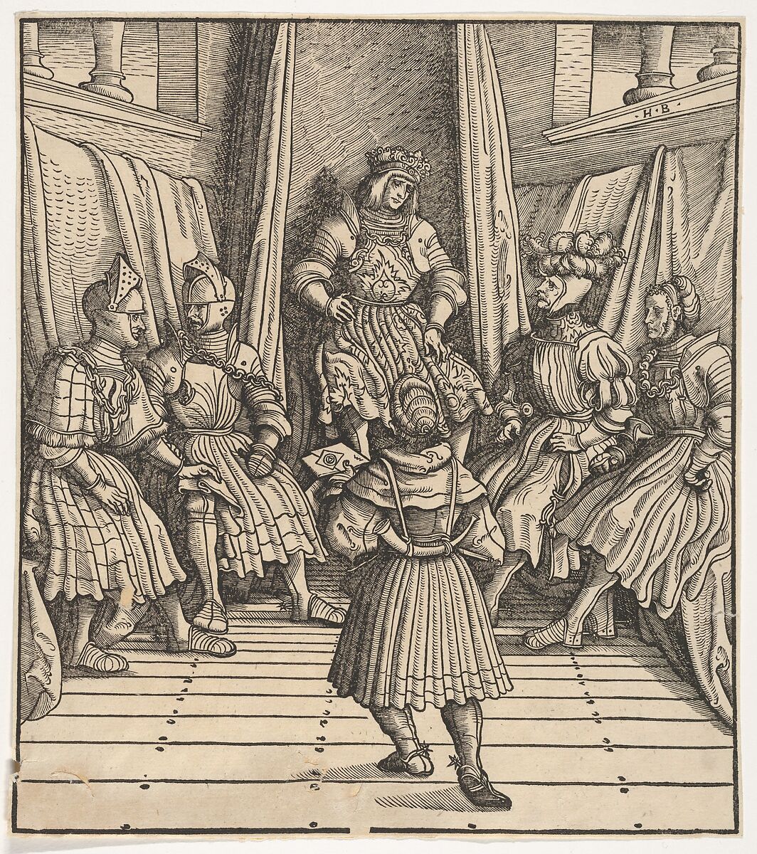 The White King in a Council with the Welsh Party, Receiving a Message, from "Der Weisskunig", Hans Burgkmair (German, Augsburg 1473–1531 Augsburg), Woodcut 