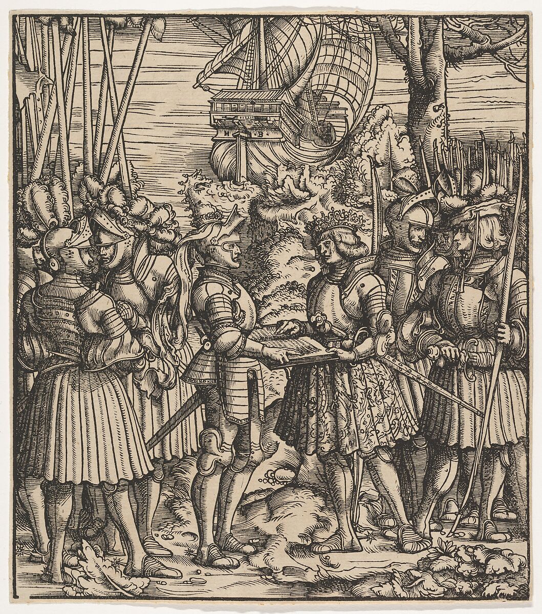 The New Treaty between King Philip and Henry VII, from "Der Weisskunig", Hans Burgkmair (German, Augsburg 1473–1531 Augsburg), Woodcut 