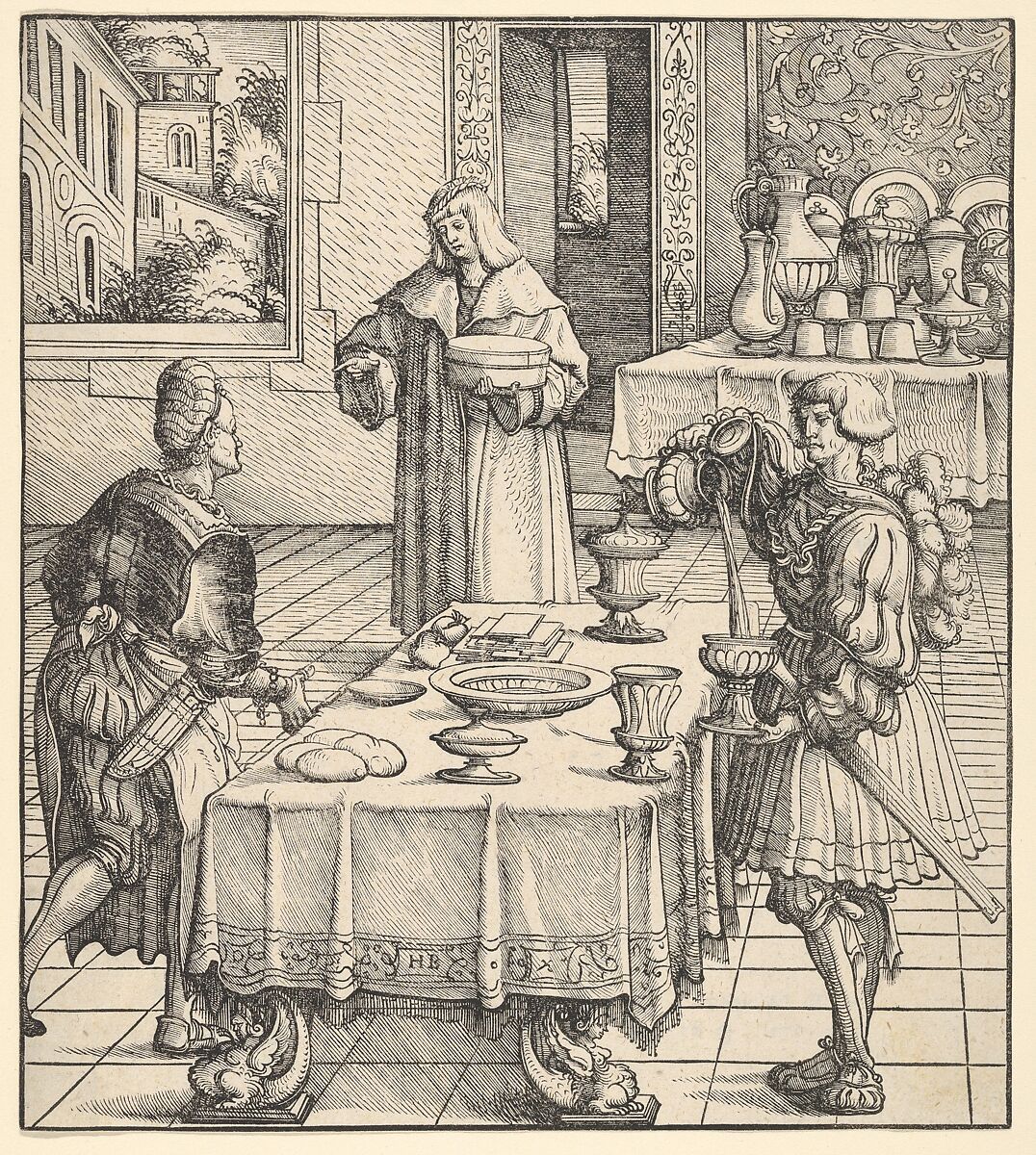 The White King Learning to Conduct a Kitchen, from Der Weisskunig, Hans Burgkmair (German, Augsburg 1473–1531 Augsburg), Woodcut 
