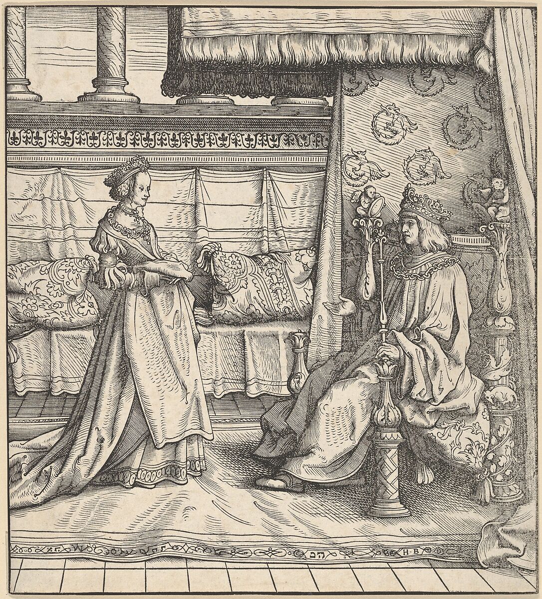 The King of Feuereisen and His Only Daughter, from "Der Weisskunig", Hans Burgkmair (German, Augsburg 1473–1531 Augsburg), Woodcut 